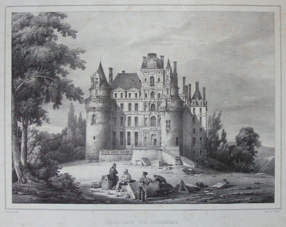 Lithograph - Chateau de Brissac - Molle